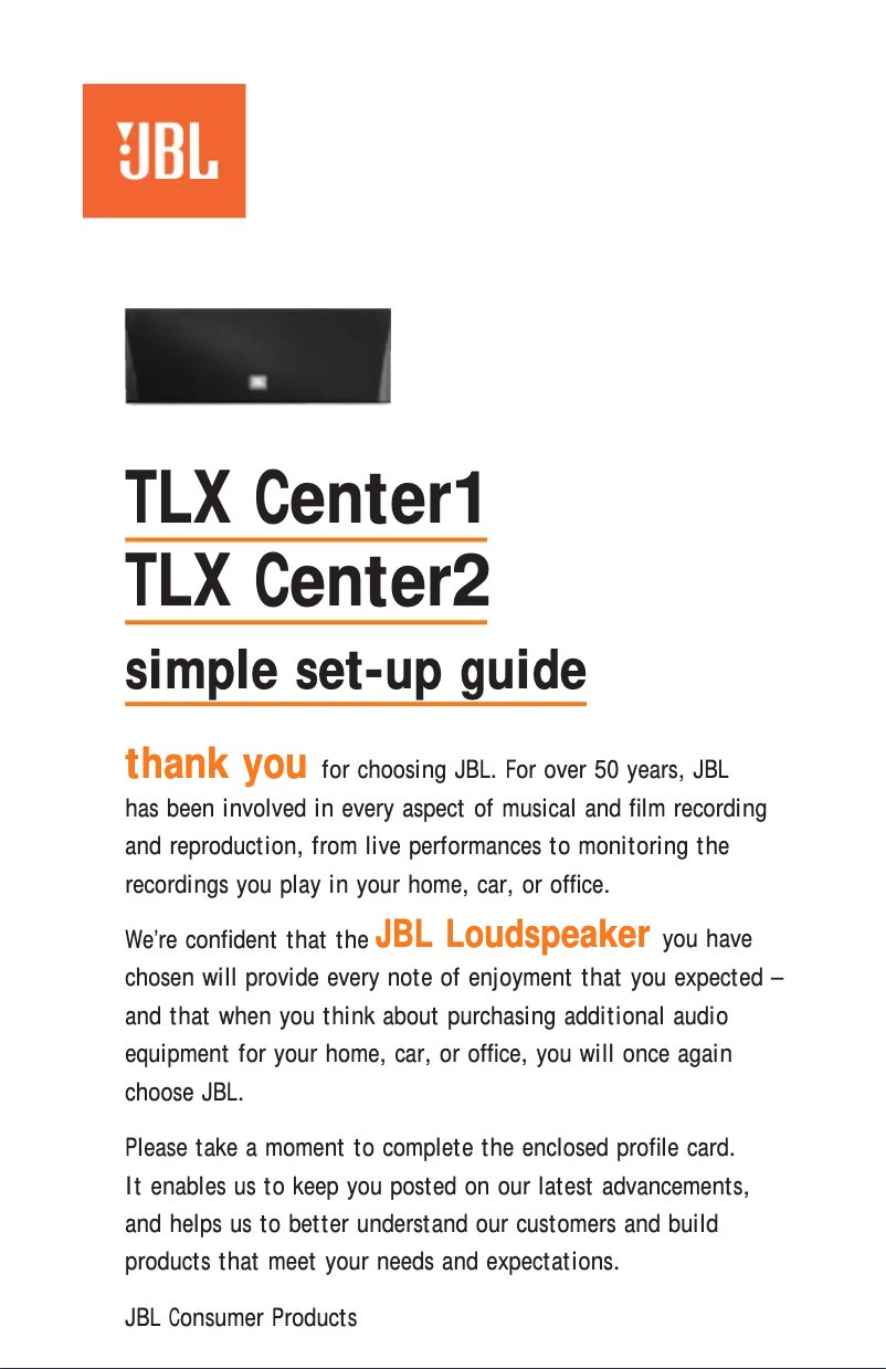 Page n°1 - Manuel utilisateur JBL TLX Center 2
