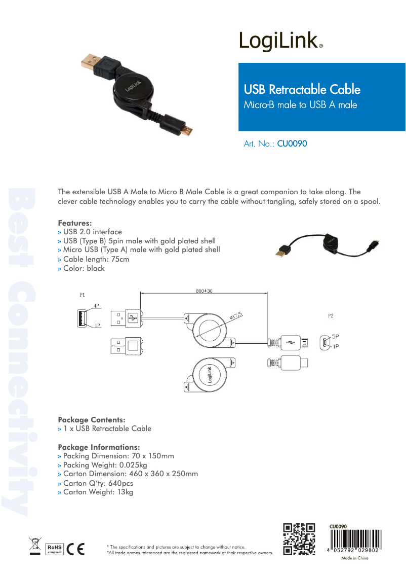 Page n°1 - Manuel utilisateur LogiLink CU0090