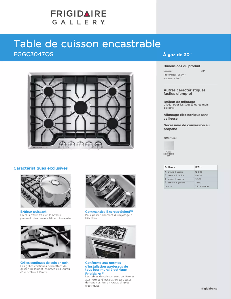 Image de la première page du manuel de l'appareil FGGC3047QS