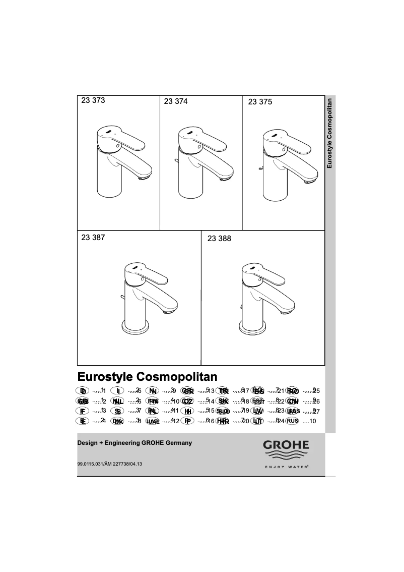 Page 1 de la notice Manuel utilisateur Grohe Eurostyle Cosmopolitan 2337320E