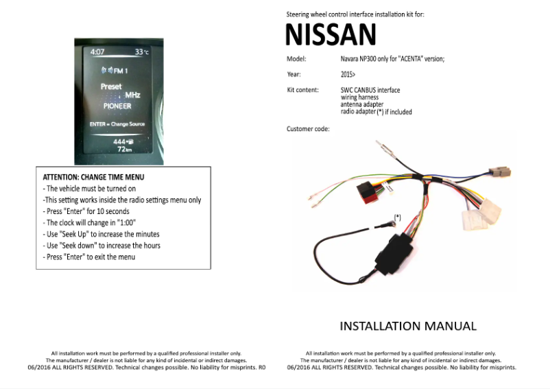 Page n°1 - Manuel utilisateur Pioneer CA-R-NI.007AE