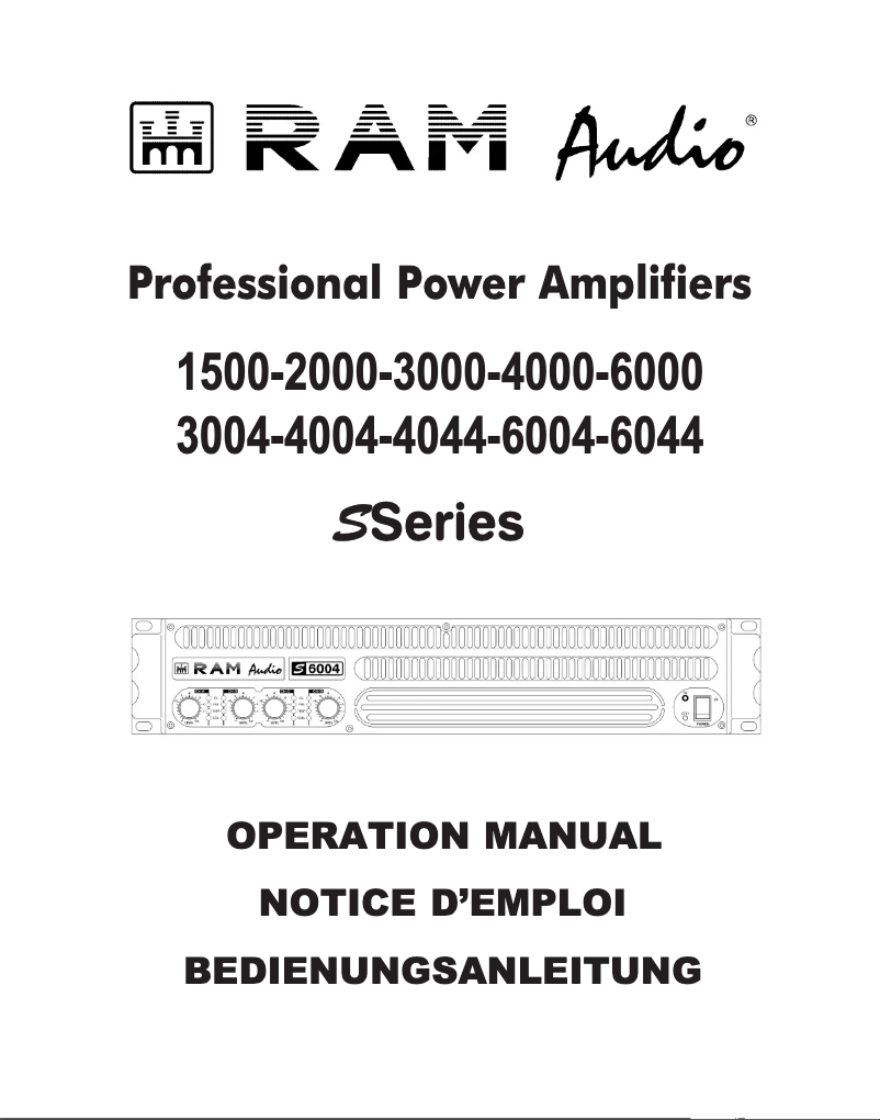 Page 1 de la notice Manuel utilisateur Ram Audio S 6000 DSP GPIO