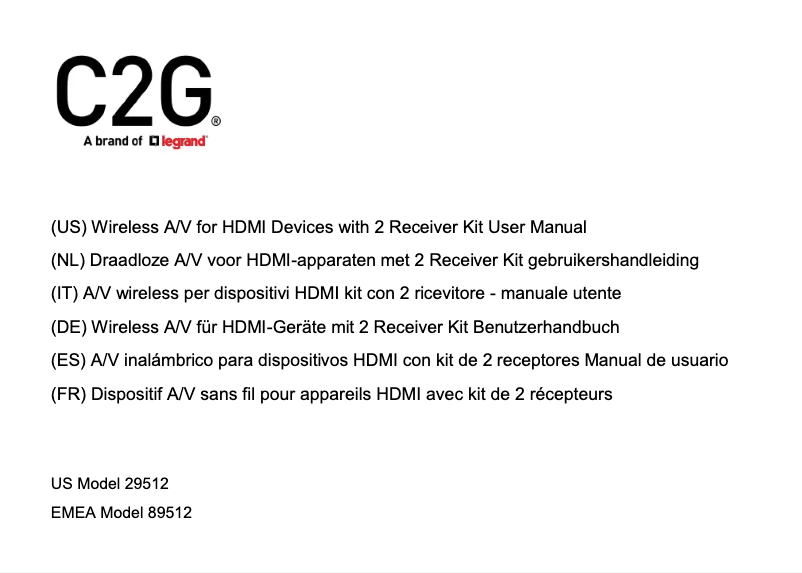 Page 1 de la notice Manuel utilisateur C2G 89512