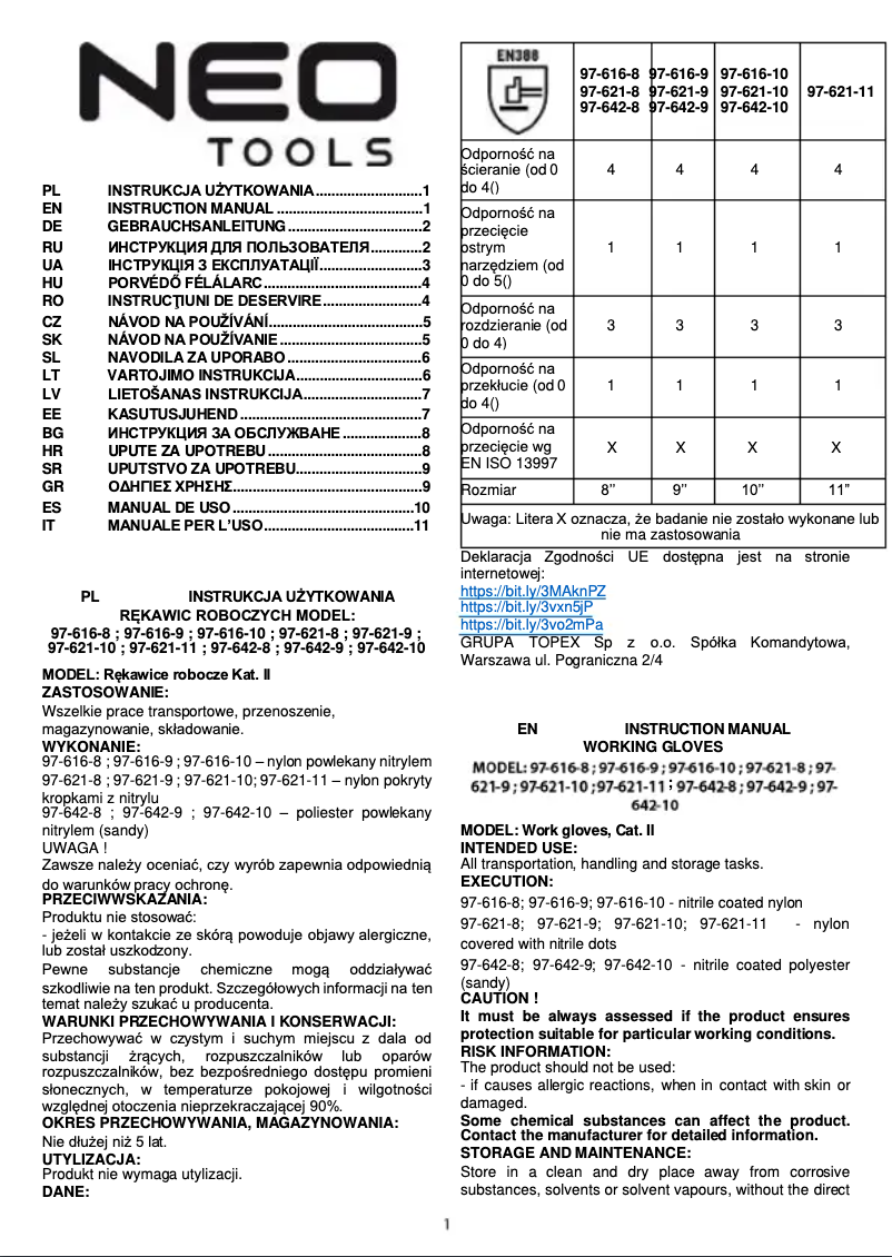 Page 1 de la notice Manuel utilisateur Neo 97-621-9