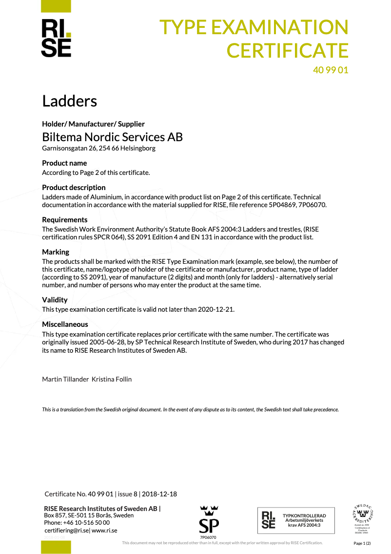 Page 1 de la notice Manuel utilisateur Biltema 26-214