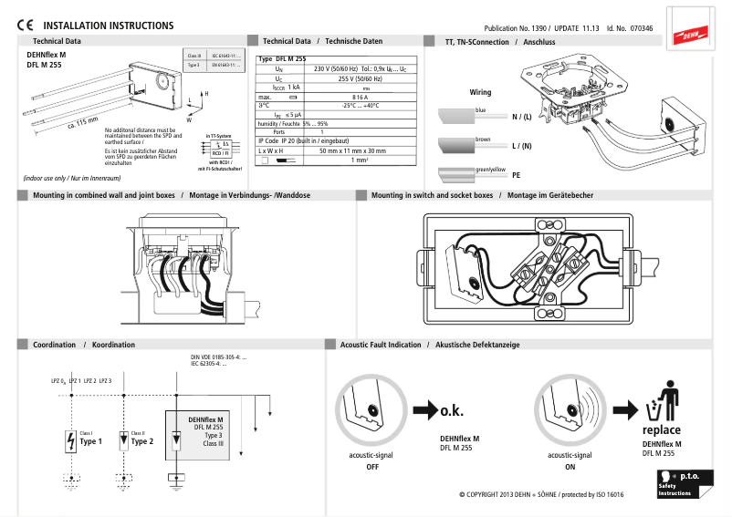 Page n°1 - Manuel utilisateur DEHN MDFL M 255