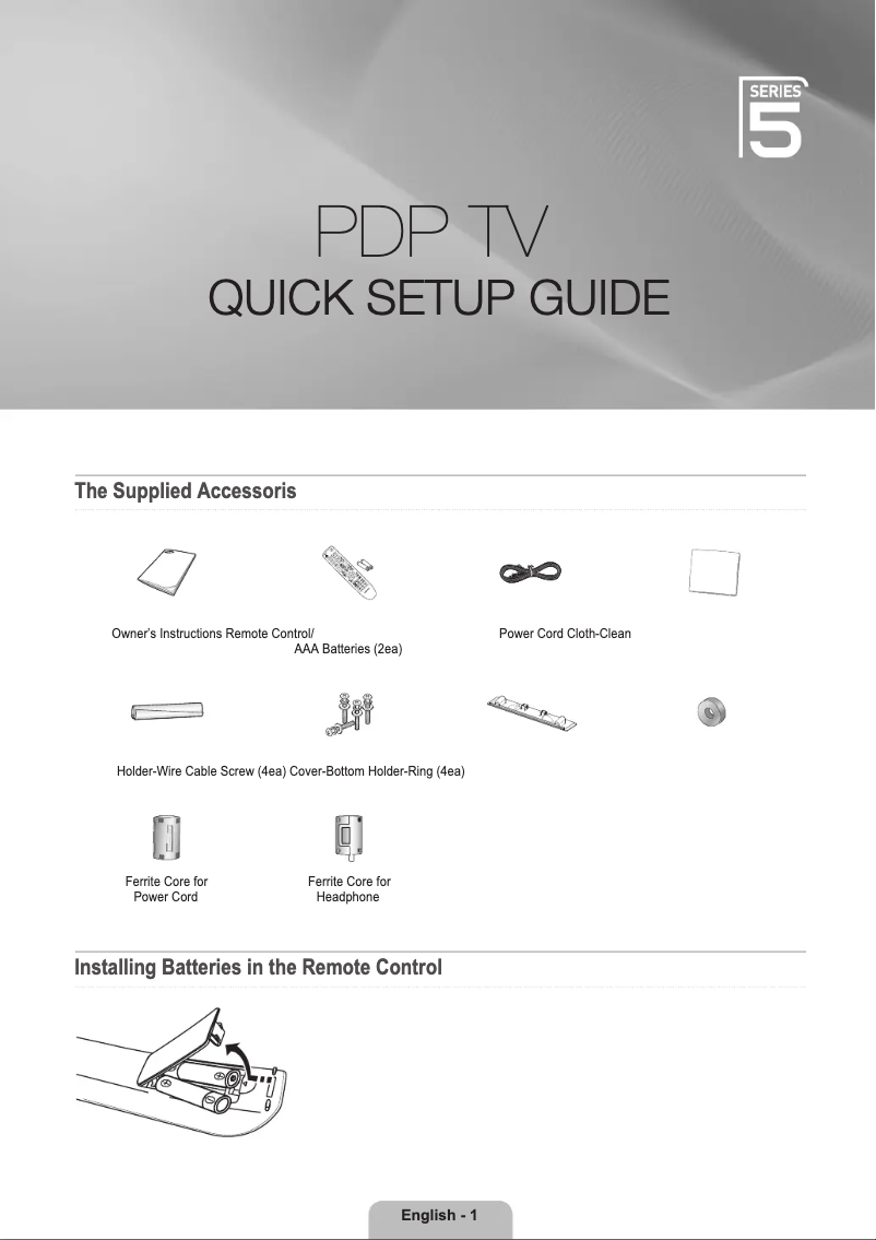Page n°1 - Manuel utilisateur Samsung PS50B556T3W
