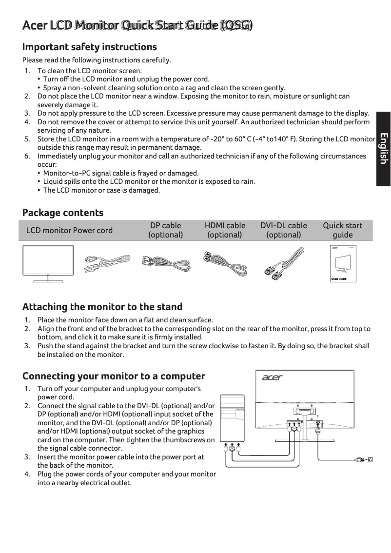 Página 1 del manual Guía de inicio rápido Acer EB321QUR