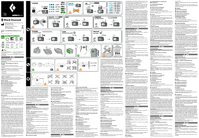 Page 1 de la notice Manuel utilisateur Black Diamond Astro R 300