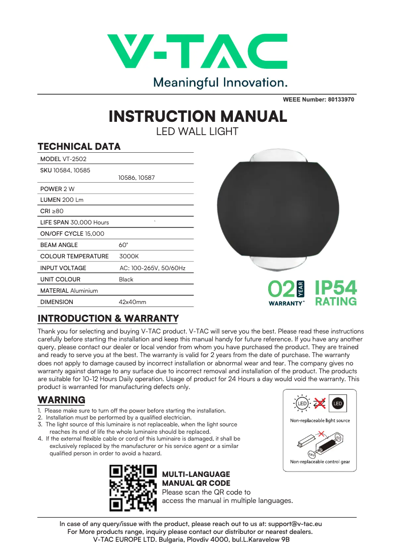 Image de la première page du manuel de l'appareil VT-2502