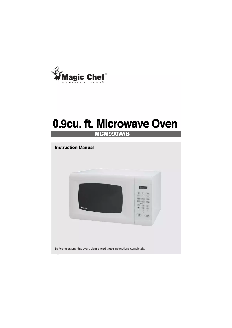 Page 1 de la notice Manuel utilisateur Magic Chef MCM990B