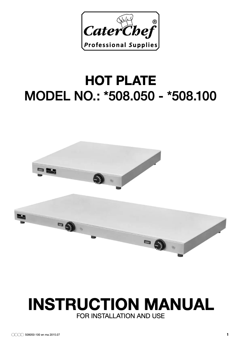 Page n°1 - Manuel utilisateur CaterChef 508100