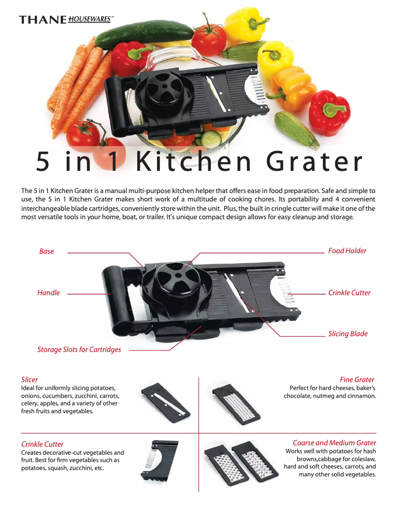 Image de la première page du manuel de l'appareil 5 in 1 Kitchen Grater