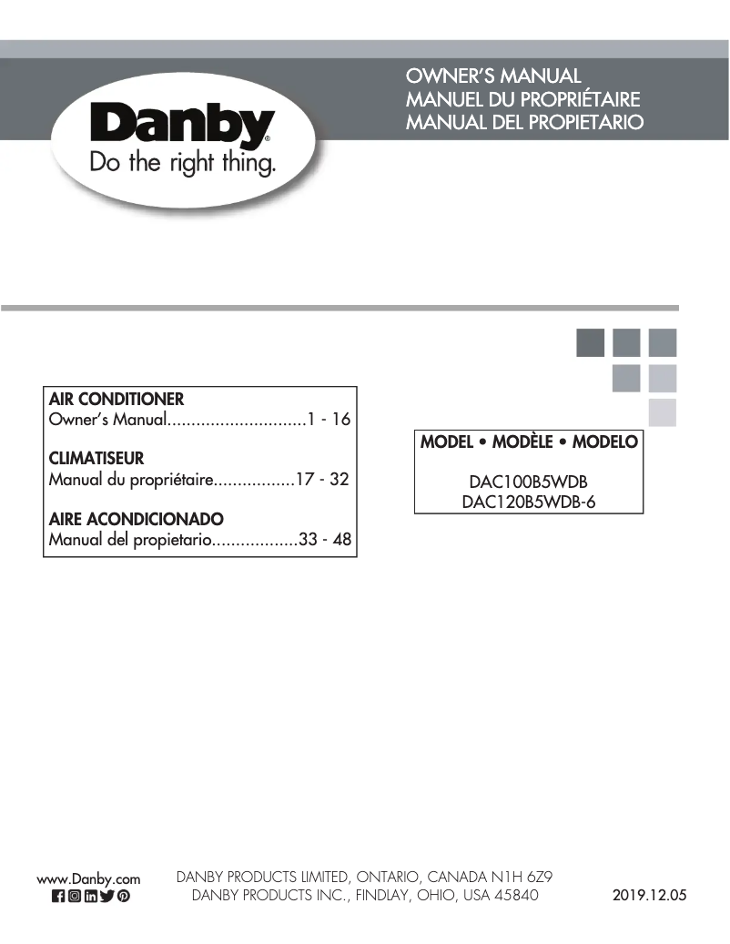 Image de la première page du manuel de l'appareil DAC120B5WDB