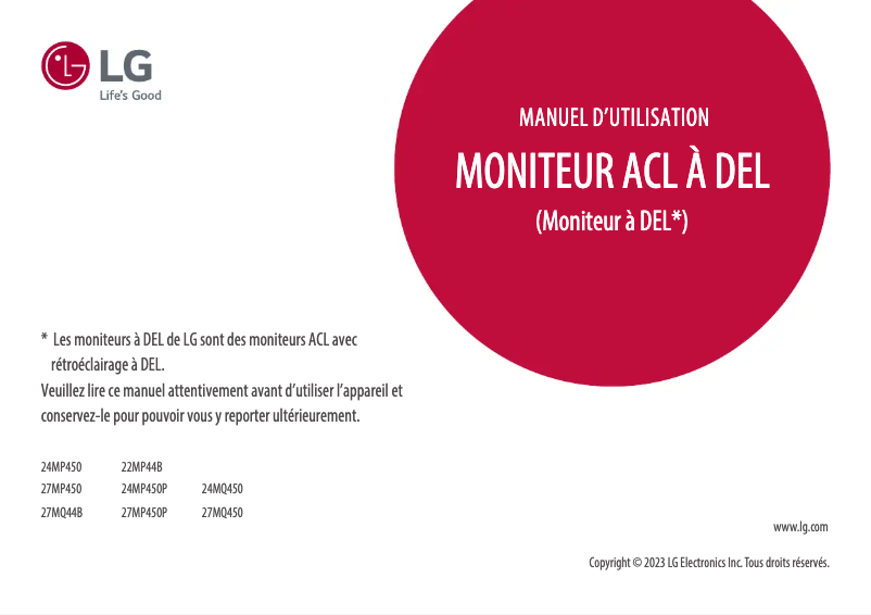 Página 1 del manual Manual de usuario LG 24MP450