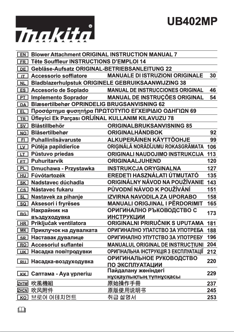 Page 1 of the manual User Manual Makita UB402MP