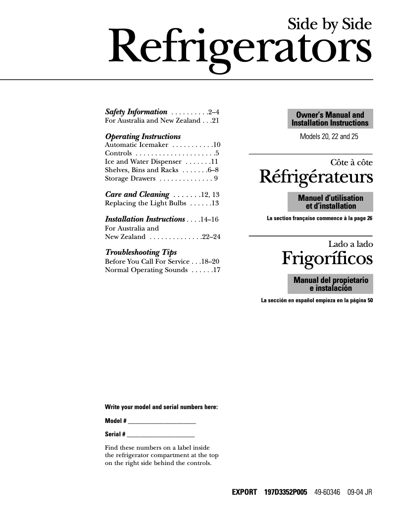 Page n°1 - Manuel utilisateur GE PSG22MIMFBB