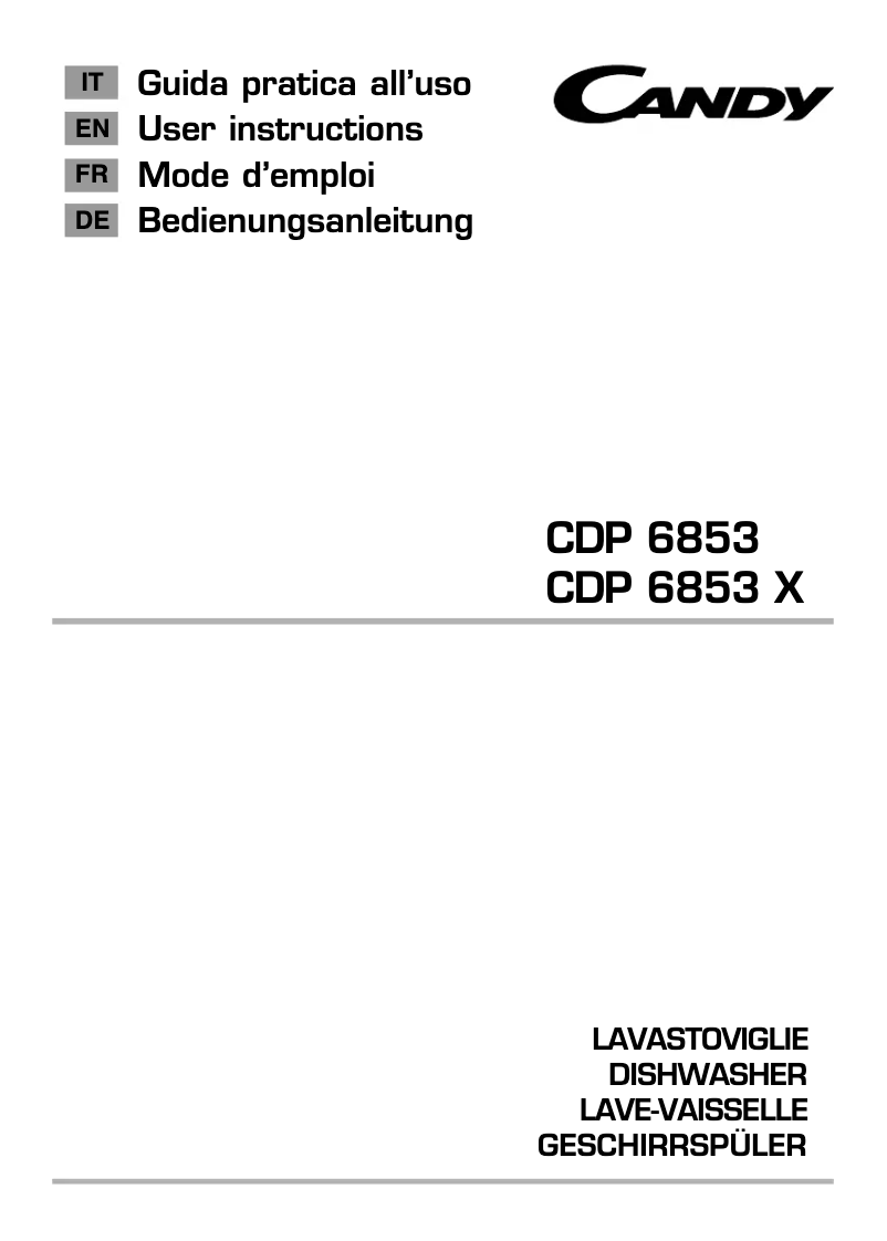 Page n°1 - Manuel utilisateur Candy CDP 6853X