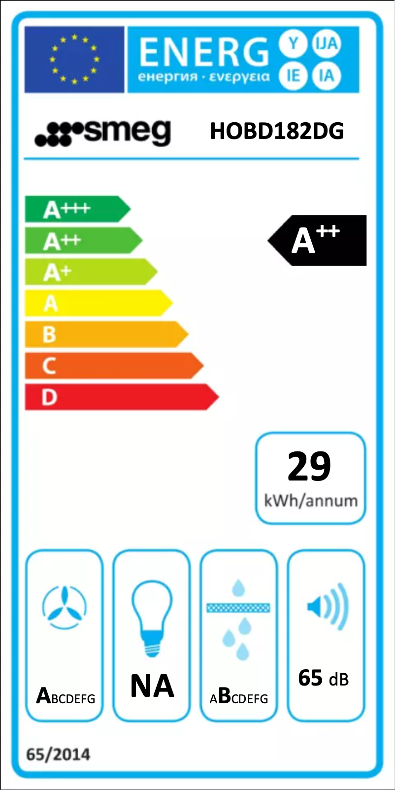 Page 1 de la notice Label énergétique Smeg HOBD182DG