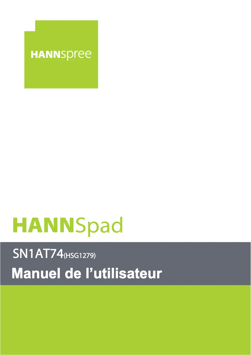 Page 1 de la notice Manuel utilisateur Hannspree HannsPad SN1AT74