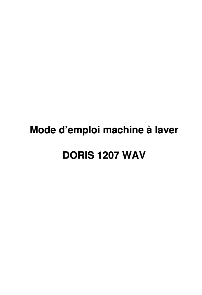 Image de la première page du manuel de l'appareil DORIS 1207 WAV