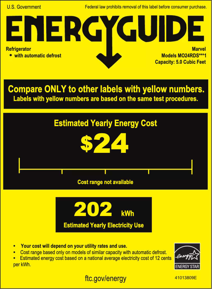 Page 1 de la notice Label énergétique Marvel MO24RDS3NS