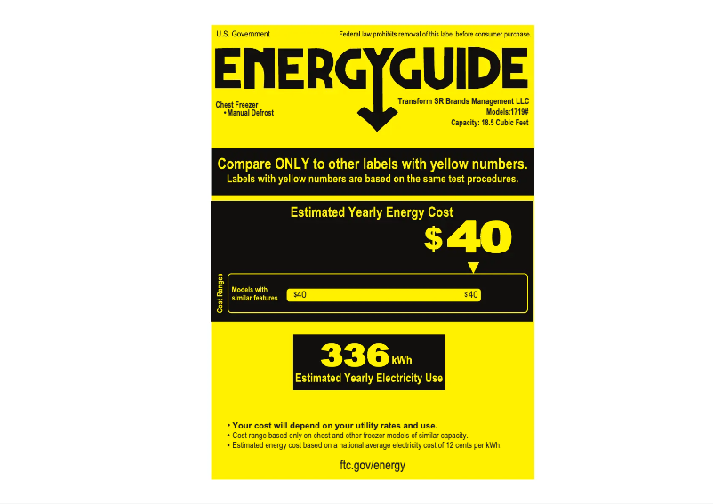 Página 1 del manual Etiqueta energética Kenmore 17192