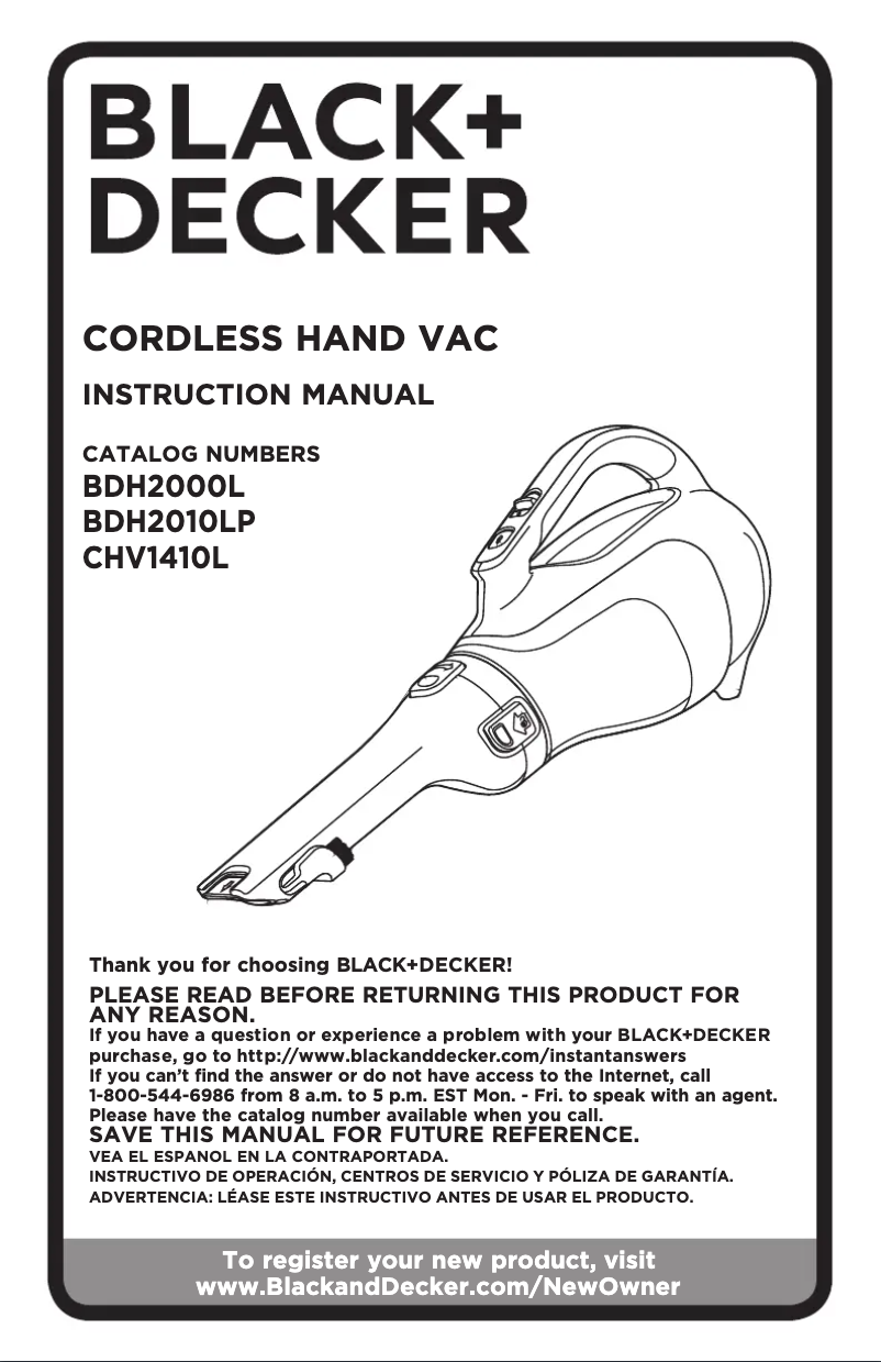 Page n°1 - Manuel utilisateur Black & Decker BDH2000L
