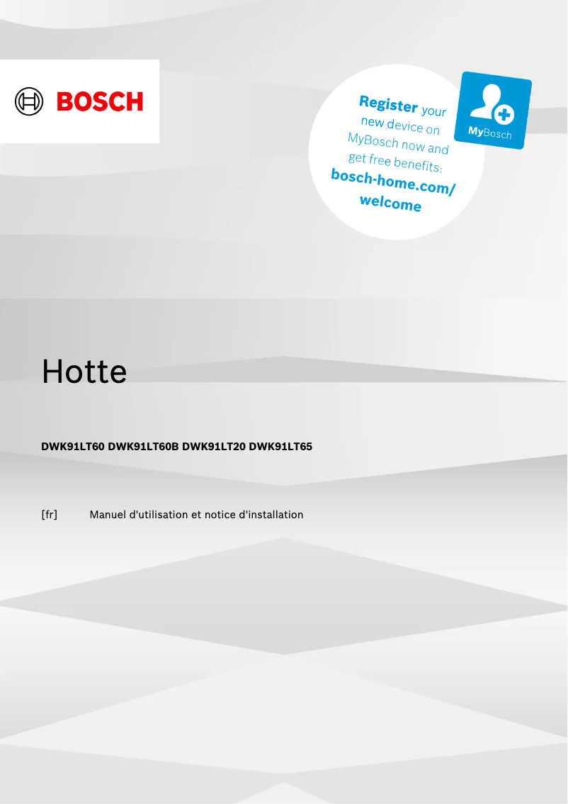 Page 1 de la notice Manuel utilisateur Bosch DWK91LT65