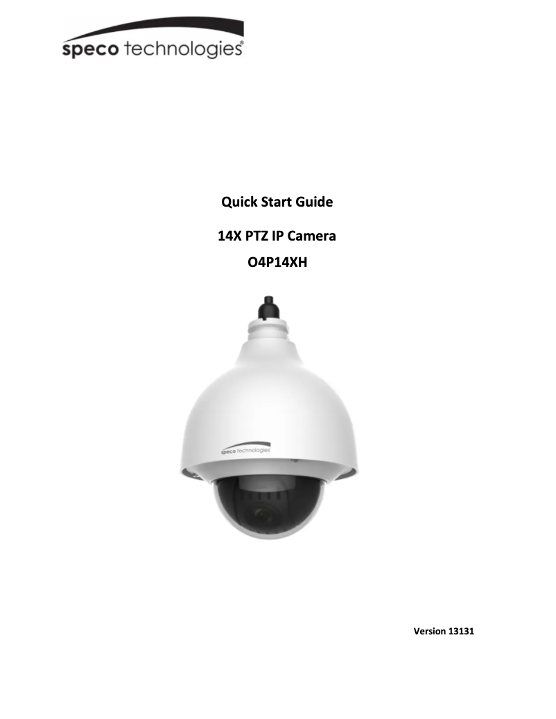 Page 1 de la notice Guide de démarrage rapide Speco Technologies O2P12XH