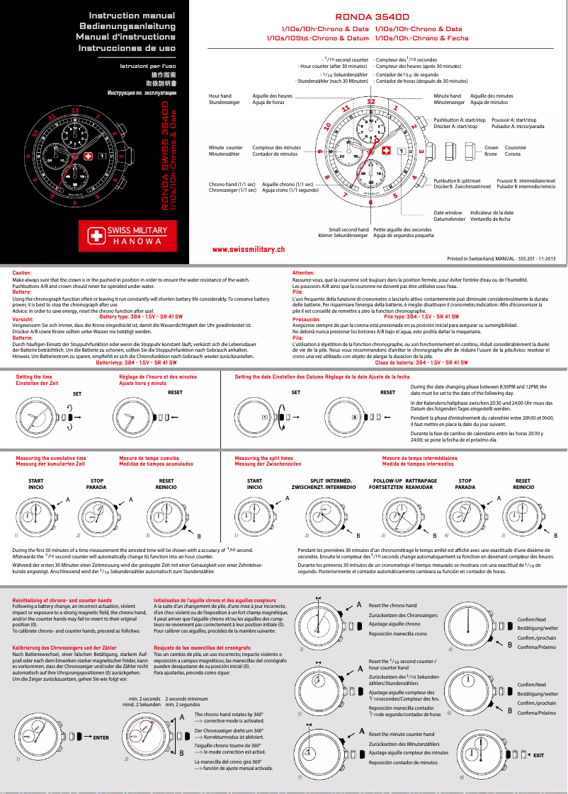 Página 1 del manual Manual de usuario Swiss Military Hanowa Sidewinder Chrono