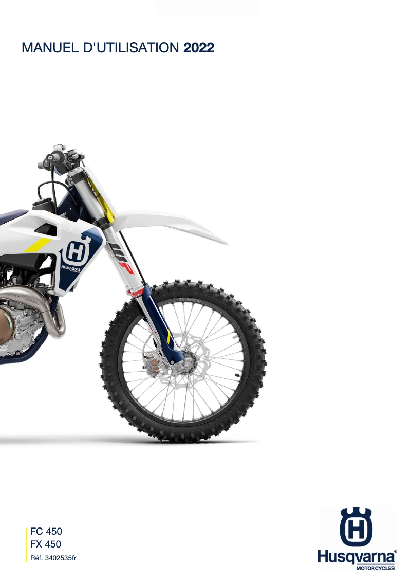 Page 1 de la notice Manuel utilisateur Husqvarna FX 450 (2022)
