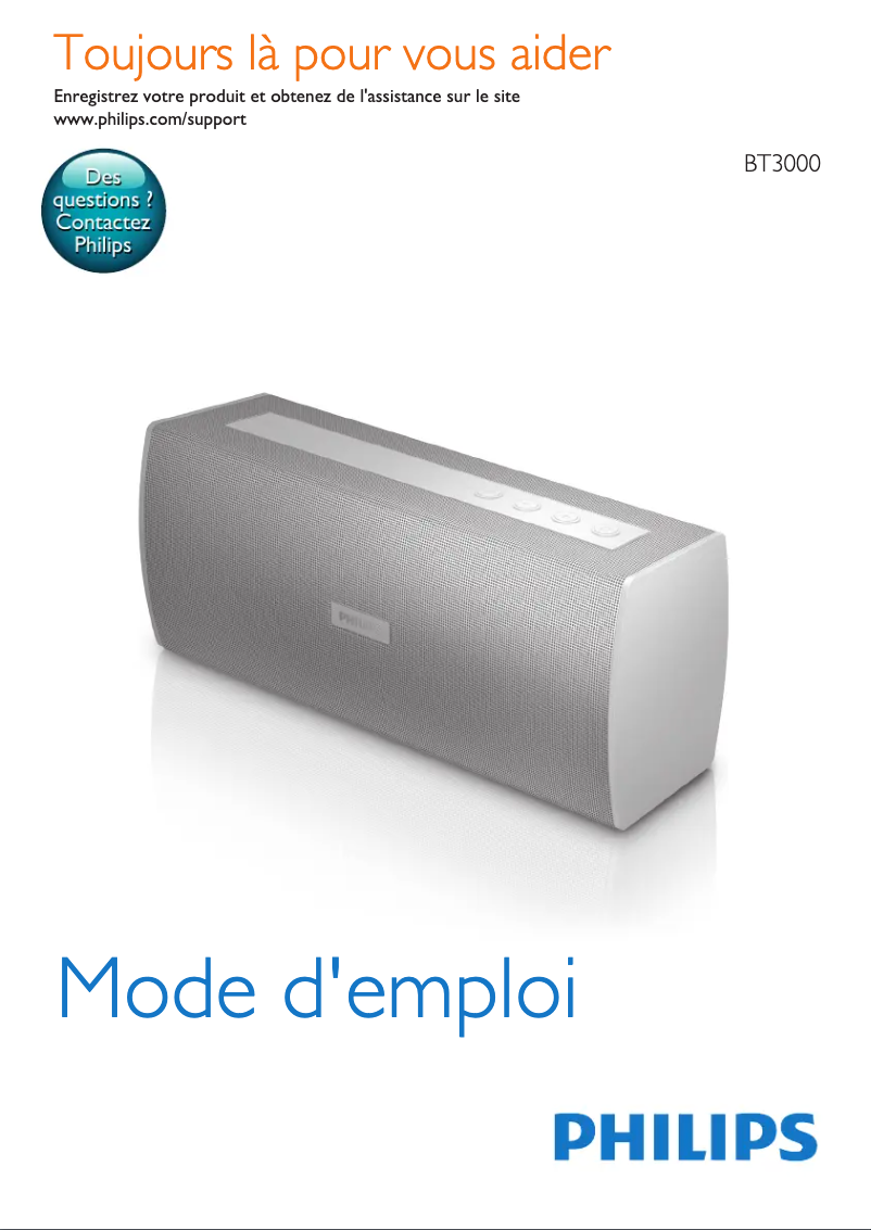 Page 1 de la notice Manuel utilisateur Philips BT3000W