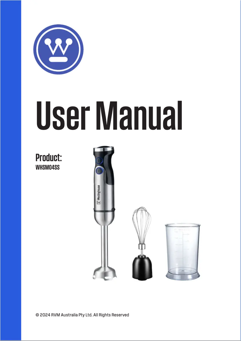 Page 1 de la notice Manuel utilisateur Westinghouse WHSM04SS