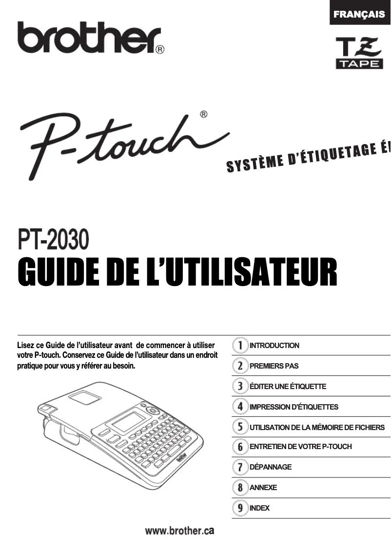 Page 1 de la notice Manuel utilisateur Brother P-touch PT-2030AD