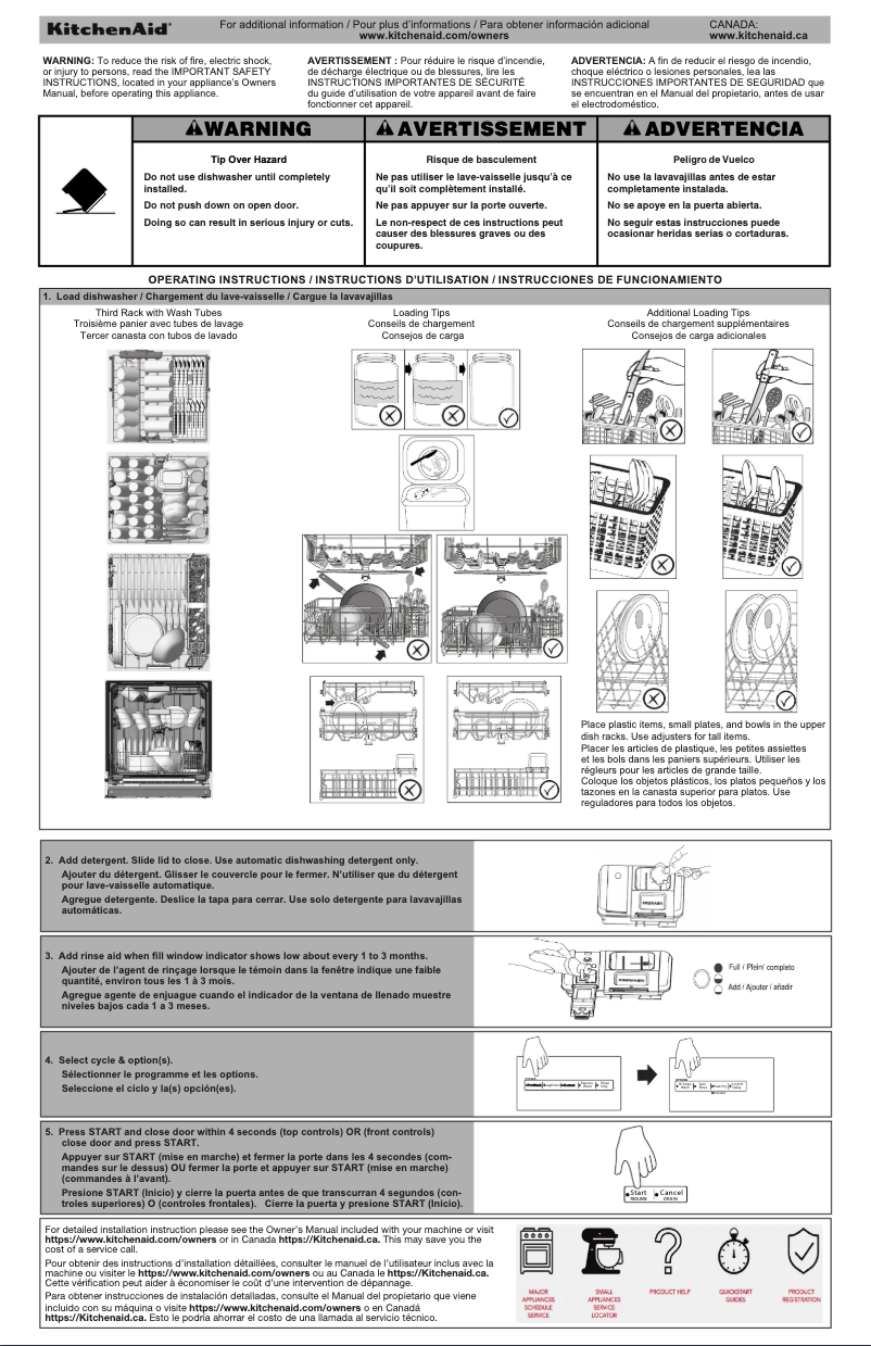Page 1 de la notice Instructions / montage KitchenAid KDTM804KPS