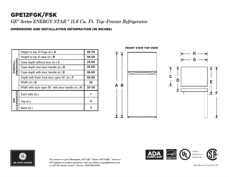 Image de la première page du manuel de l'appareil GPE12FGKBB