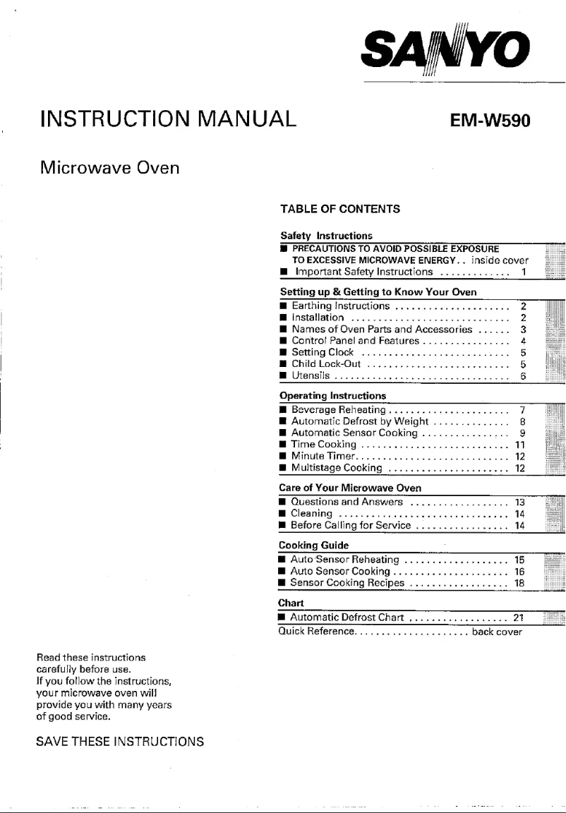 Image de la première page du manuel de l'appareil EM-W590