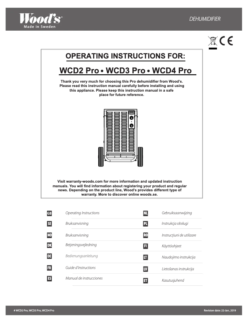 Page 1 de la notice Manuel utilisateur Wood's WCD3 Pro