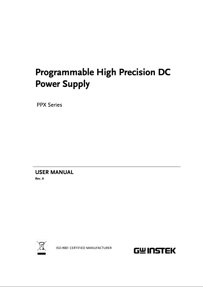 Page n°1 - Manuel utilisateur GW Instek PPX-3601