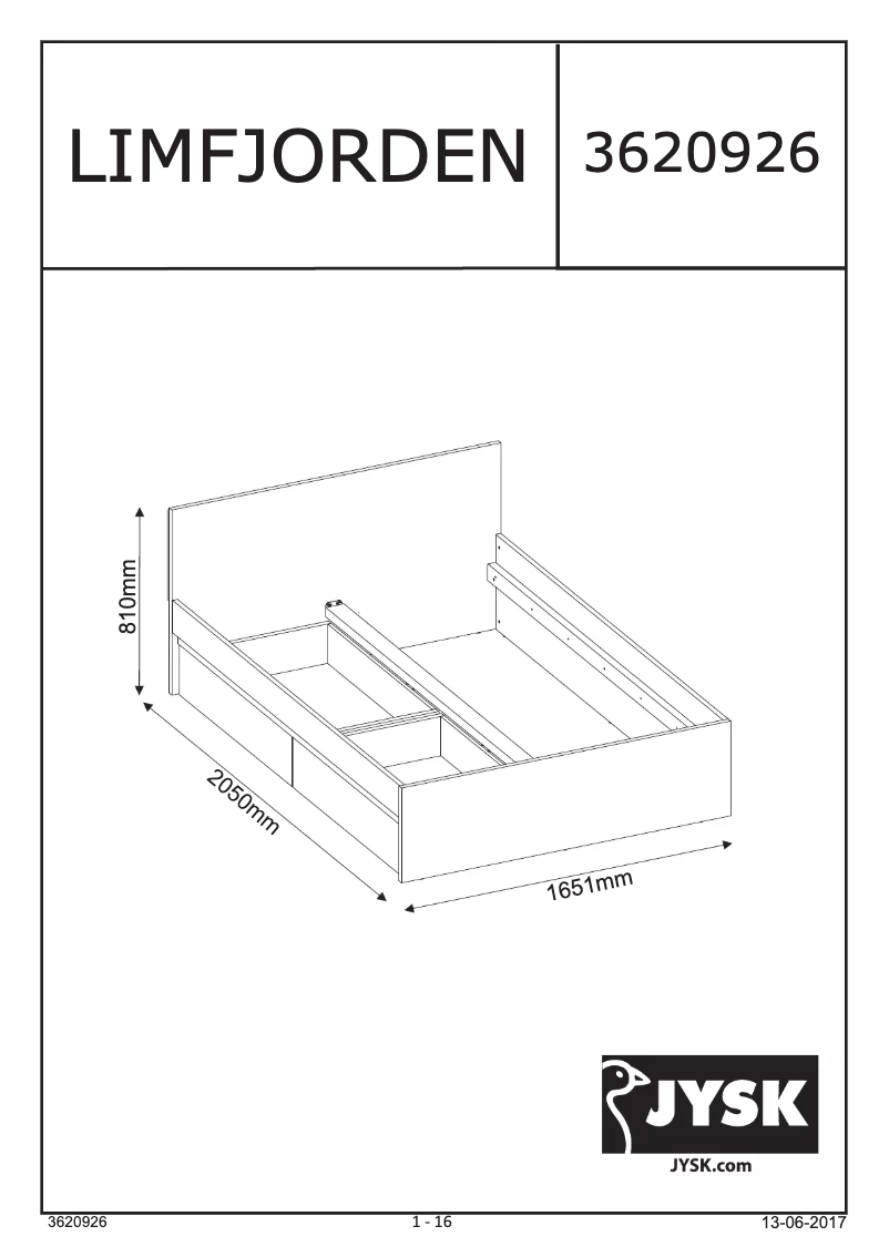 Page 1 de la notice Manuel utilisateur JYSK Limfjorden (160x200)