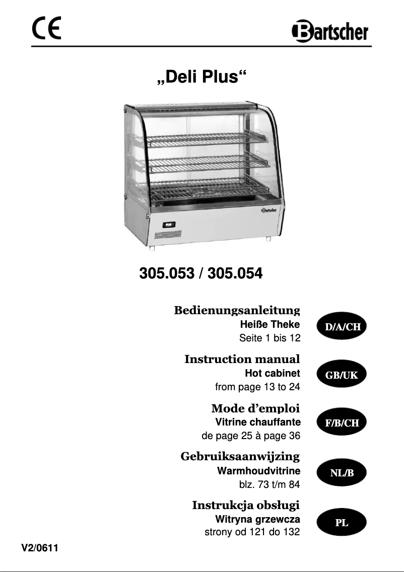 Page 1 de la notice Manuel utilisateur Bartscher Deli Plus 305053