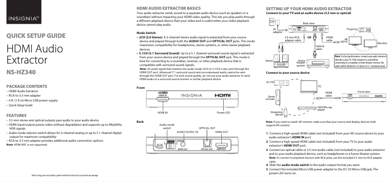 Page n°1 - Manuel utilisateur Insignia NS-HZ340
