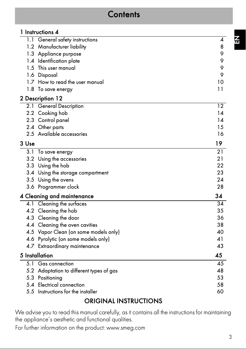 Page 1 de la notice Brochure Smeg SCB92PN8