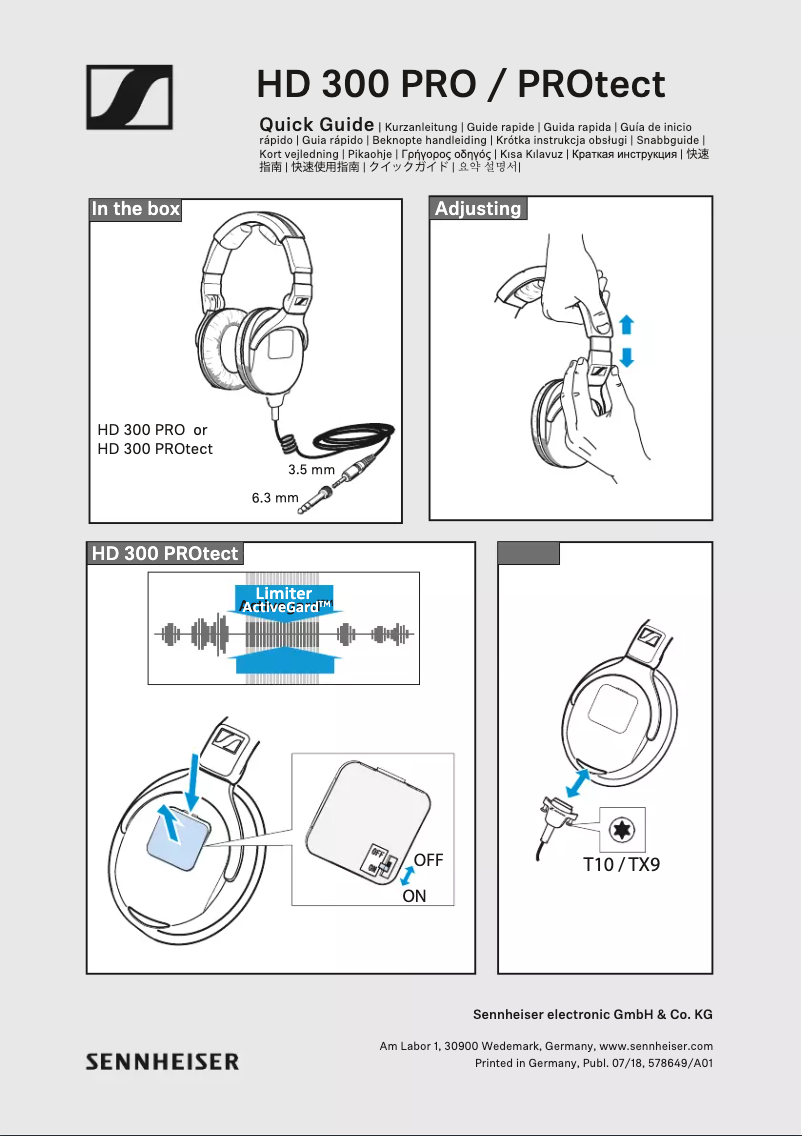Page 1 de la notice Manuel utilisateur Sennheiser HD 300 PROtect