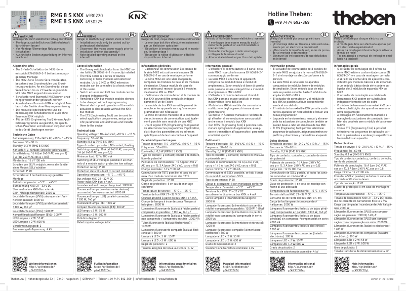 Page n°1 - Manuel utilisateur Theben RMG 8 S KNX