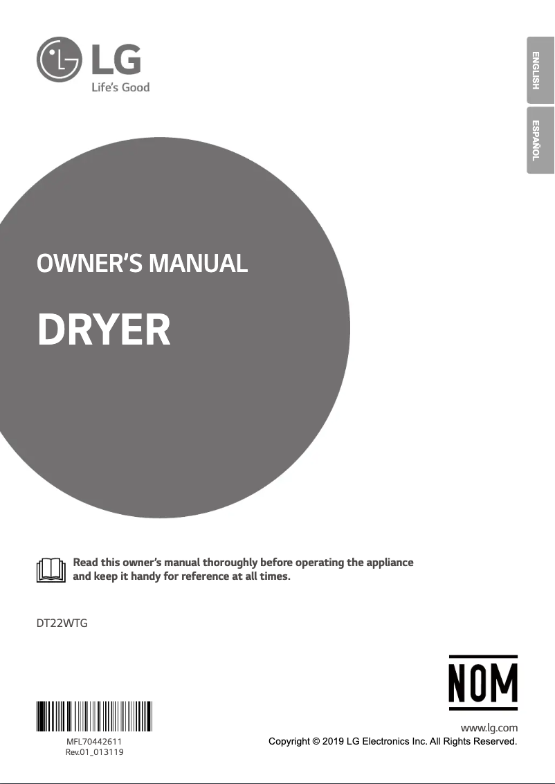 Page 1 de la notice Manuel utilisateur LG DT22WTG