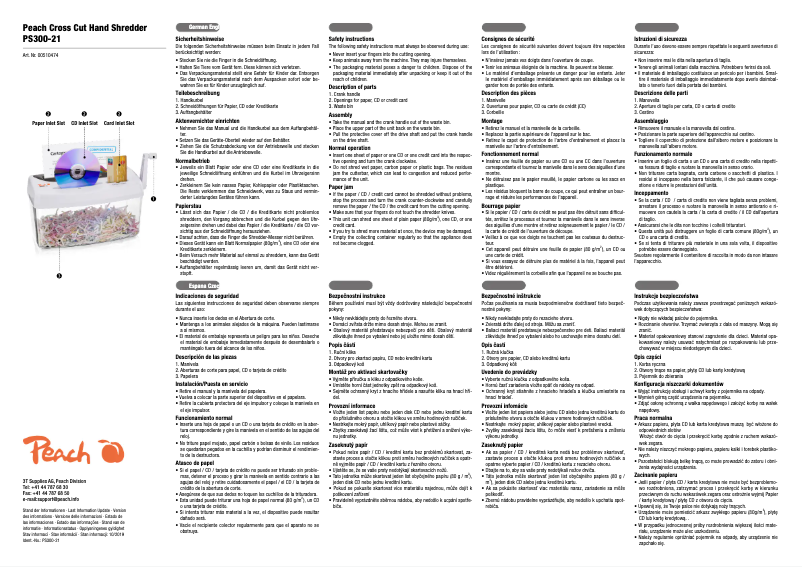 Image de la première page du manuel de l'appareil PS300-21