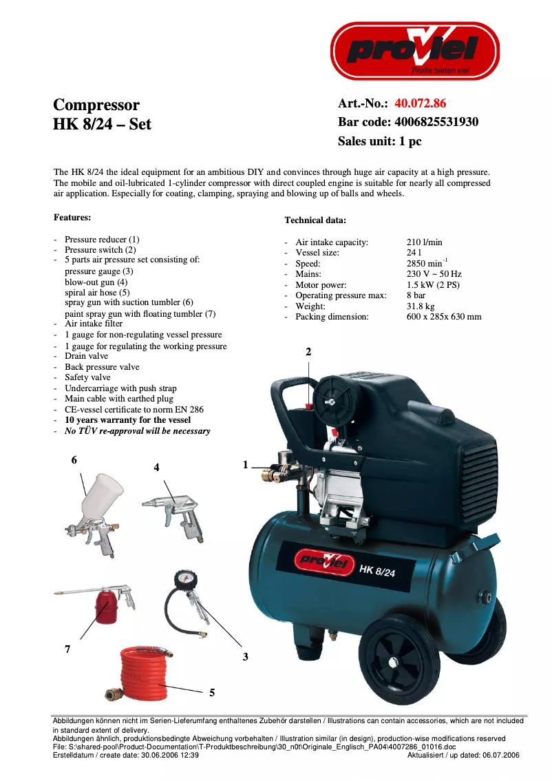 Página 1 del manual Manual de usuario Proviel HK 8/24