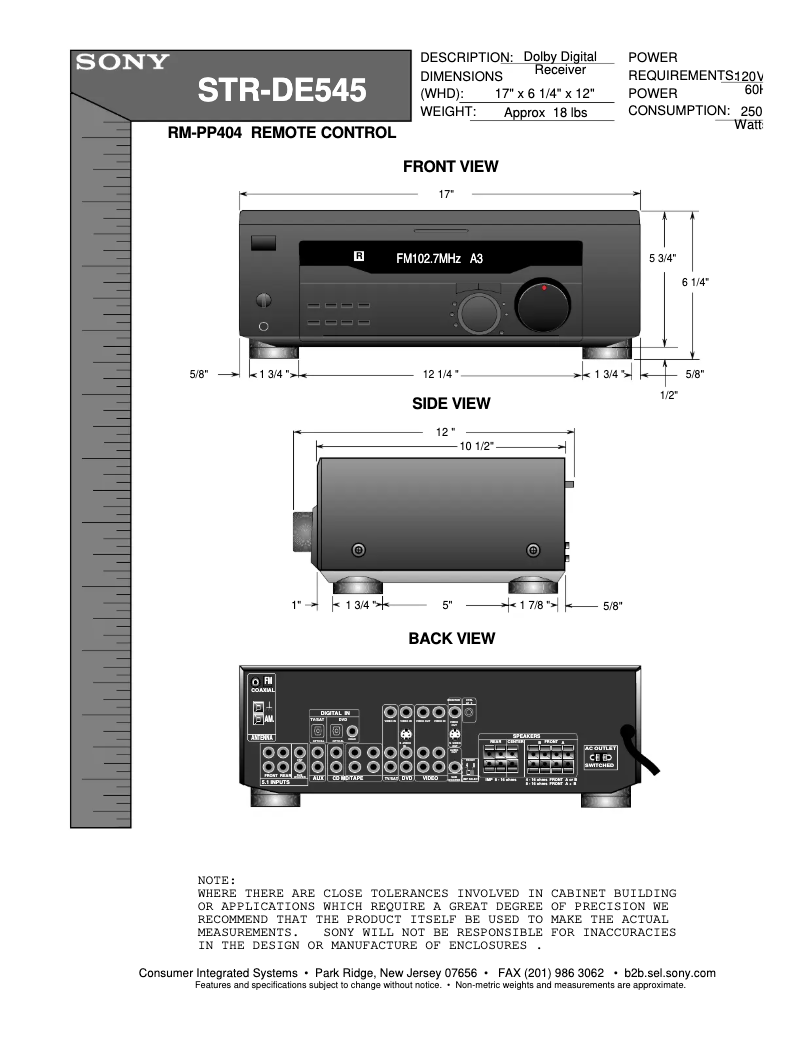 Image de la première page du manuel de l'appareil STR-DE545